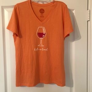 Life Is Good V-Neck with Wine glass